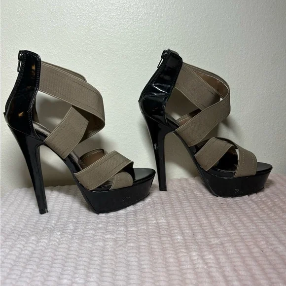 Stylish Black and Tan Women's Heels - Picture 2 of 9